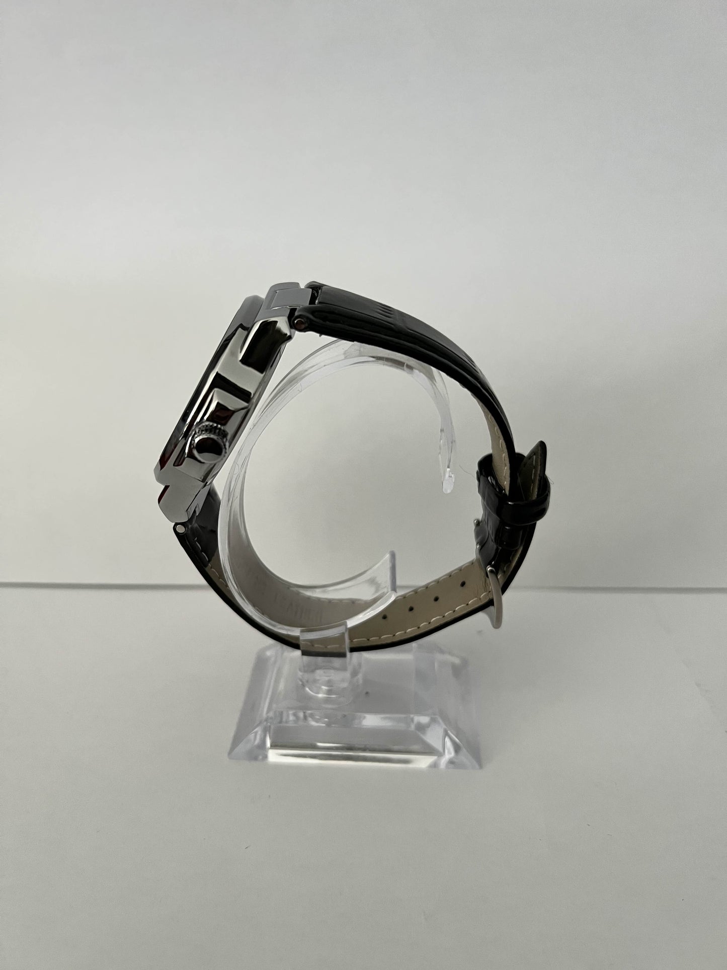 Montre Poedagar – Acier argent & bracelet cuir noir