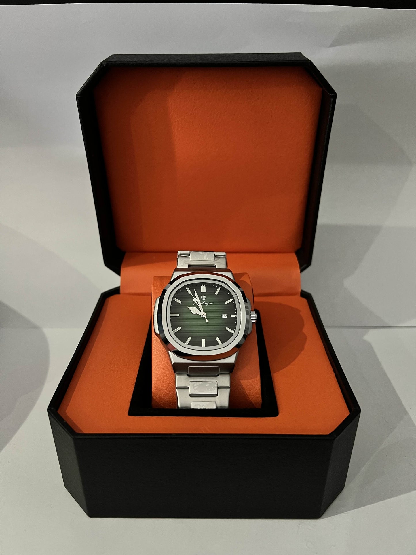 Montre Poedagar - Acier argent & cadran vert émeraude
